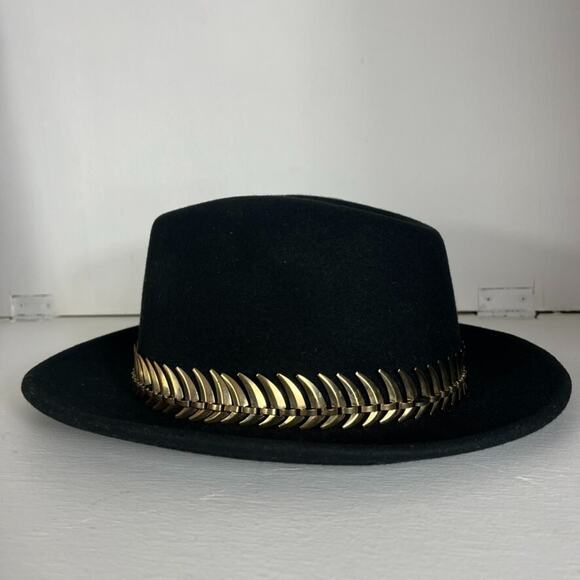 Amici Accessories Felted Wool Hat Womens Metallic Band One Size Black - Picture 3 of 9